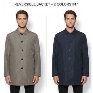 Peter Millar Reversible Coat Jacket Lightweight Blue Gray Size Large 23”x33”